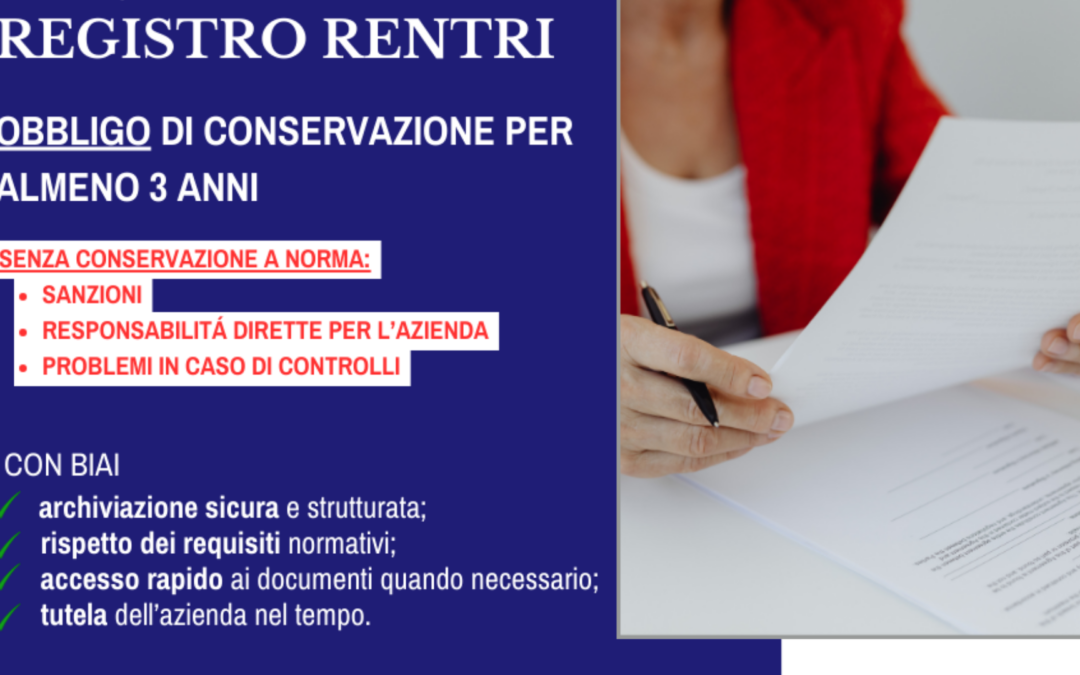 REGISTRO RENTRI: attenzione alla conservazione
